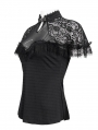 Black Vintage Gothic Lace Short Sleeve Slim Shirt for Women