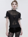 Black Sexy Gothic Short Sleeve Daily Wear Shirt for Women