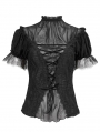Black Sexy Gothic Short Sleeve Daily Wear Shirt for Women