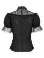 Black Sexy Gothic Short Sleeve Daily Wear Shirt for Women