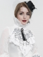 White and Black Vintage Gothic Victorian Ruffled Jabot Necktie for Women