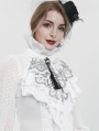 White and Black Vintage Gothic Victorian Ruffled Jabot Necktie for Women
