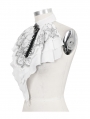 White and Black Vintage Gothic Victorian Ruffled Jabot Necktie for Women