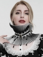 Black and White Gothic Retro Pleated Stand Collar for Women