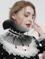 Black and White Gothic Retro Pleated Stand Collar for Women