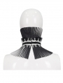 Black and White Gothic Retro Pleated Stand Collar for Women