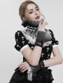 Black and White Gothic Lace Pleated Flared Gloves for Women