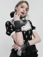 Black and White Gothic Lace Pleated Flared Gloves for Women