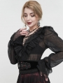 Black Vintage Gothic Lace Trim Front Split Girdle for Women