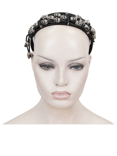 Black and Silver Skull Gothic Punk Fashion Headband for Women