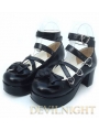 Black/Pink/White High Heel Crossed Belt Sweet Lolita Shoes