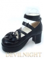 Black/Pink/White High Heel Crossed Belt Sweet Lolita Shoes