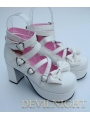 Black/Pink/White High Heel Crossed Belt Sweet Lolita Shoes