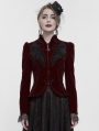 Wine Red Gothic Vintage Velvet Short Jacket for Women