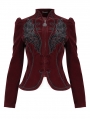 Wine Red Gothic Vintage Velvet Short Jacket for Women
