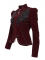 Wine Red Gothic Vintage Velvet Short Jacket for Women