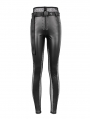 Black Sexy Gothic Punk Long Slim Fishnet PU Leather Pants for Women