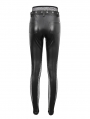 Black Sexy Gothic Punk Long Slim Fishnet PU Leather Pants for Women