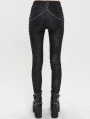 Black Gothic Punk Street Skinny Long Chain Pants for Women