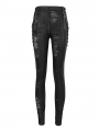 Black Gothic Punk Street Skinny Long Chain Pants for Women