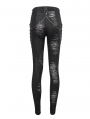 Black Gothic Punk Street Skinny Long Chain Pants for Women