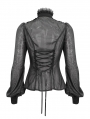 Black Sexy Gothic Transparent Long Sleeve Blouse for Women