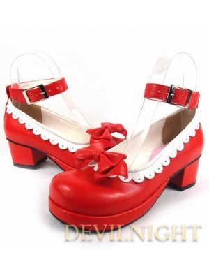 Red Middle Heel Girl Style Sweet Lolita Shoes