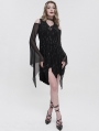 Black Gothic Cross Pattern Off-the-Shoulder Short Irregular Dress