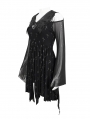 Black Gothic Cross Pattern Off-the-Shoulder Short Irregular Dress