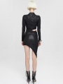 Black Sexy Gothic Punk Cutout Long Sleeve Irregular Short Slim Dress