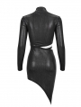 Black Sexy Gothic Punk Cutout Long Sleeve Irregular Short Slim Dress