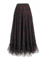 Wine Red Vintage Gothic Elegant Lace Long Skirt