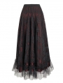 Wine Red Vintage Gothic Elegant Lace Long Skirt