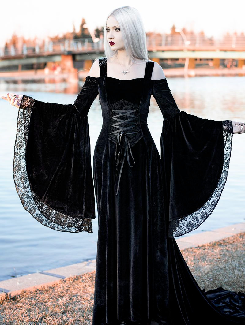 Black Off-the-Shoulder Renaissance Gothic Medieval Dress