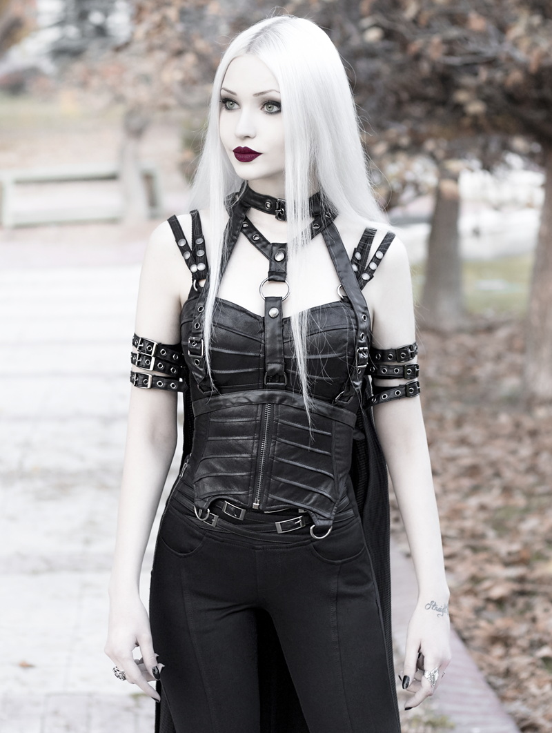 Black Gothic Punk Corset Tank Top for Women